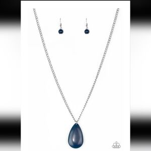 Paparazzi Silver Necklace with Deep Blue Pendant So Pop-YOU-lar Fashion Jewelry
